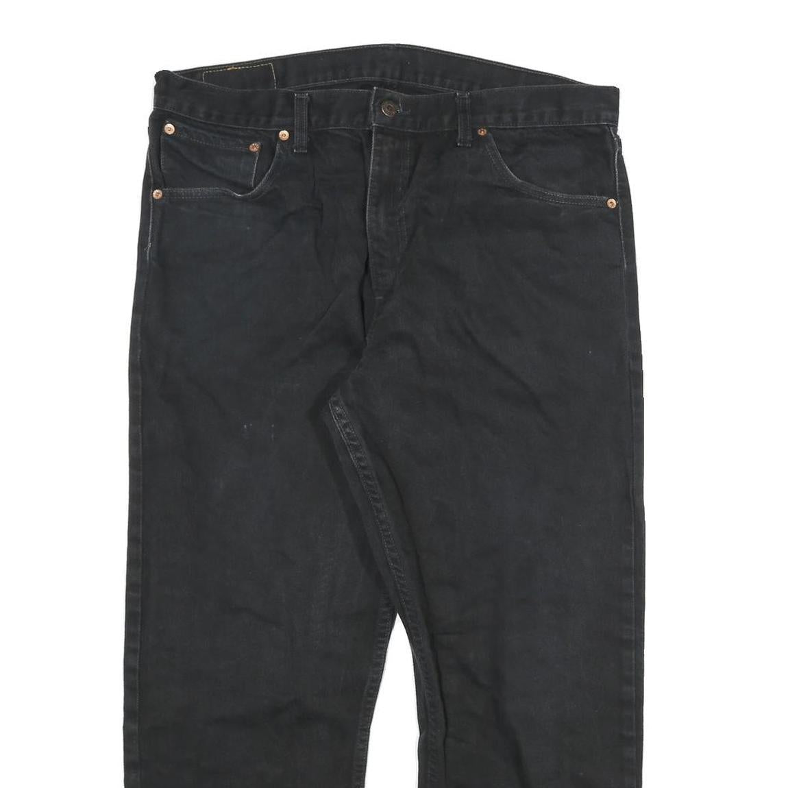 LEVI'S 521 02 Mens Black Regular Jeans Denim W34 L26 Button Closure