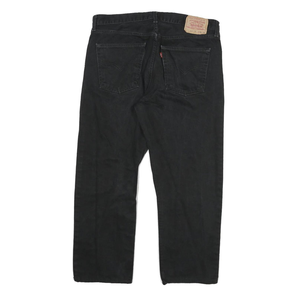 LEVI'S 521 02 Mens Black Regular Jeans Denim W34 L26 Button Closure