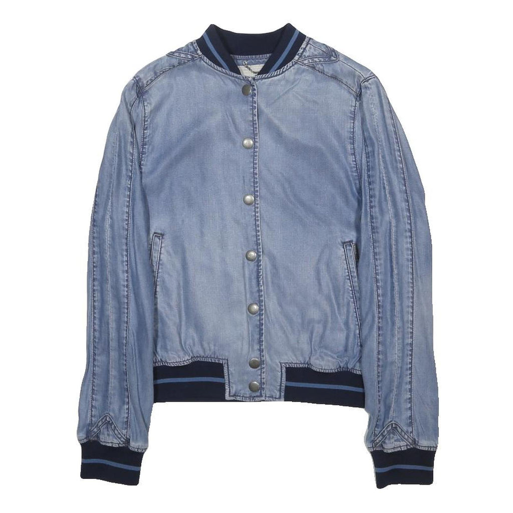 DIESEL Womens Blue Polyester Blend Bomber Jacket XS Jersey Ribbed Cuffs