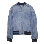 DIESEL Womens Blue Polyester Blend Bomber Jacket XS Jersey Ribbed Cuffs