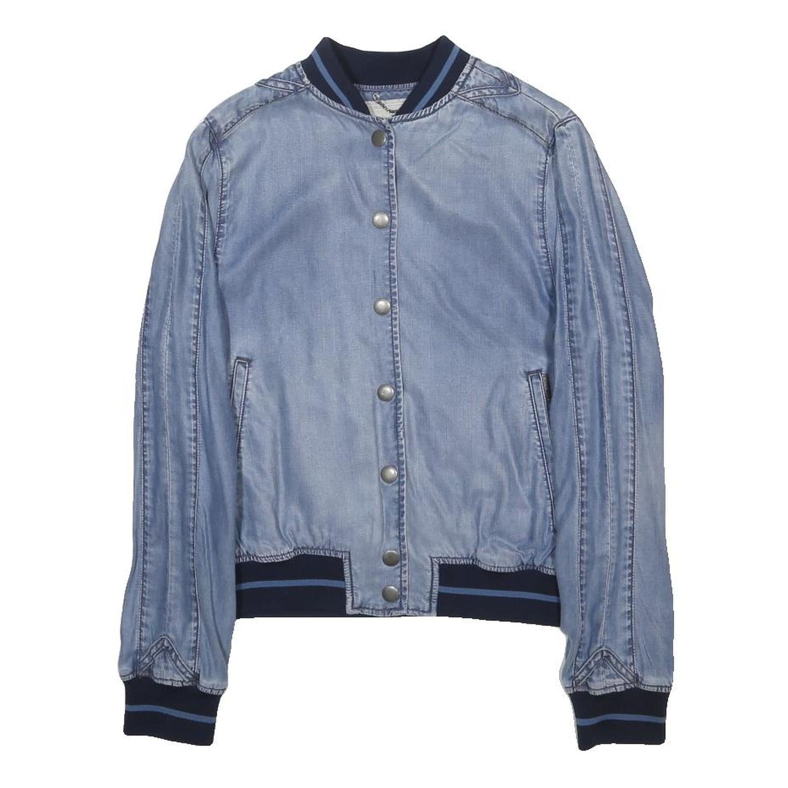DIESEL Womens Blue Polyester Blend Bomber Jacket XS Jersey Ribbed Cuffs