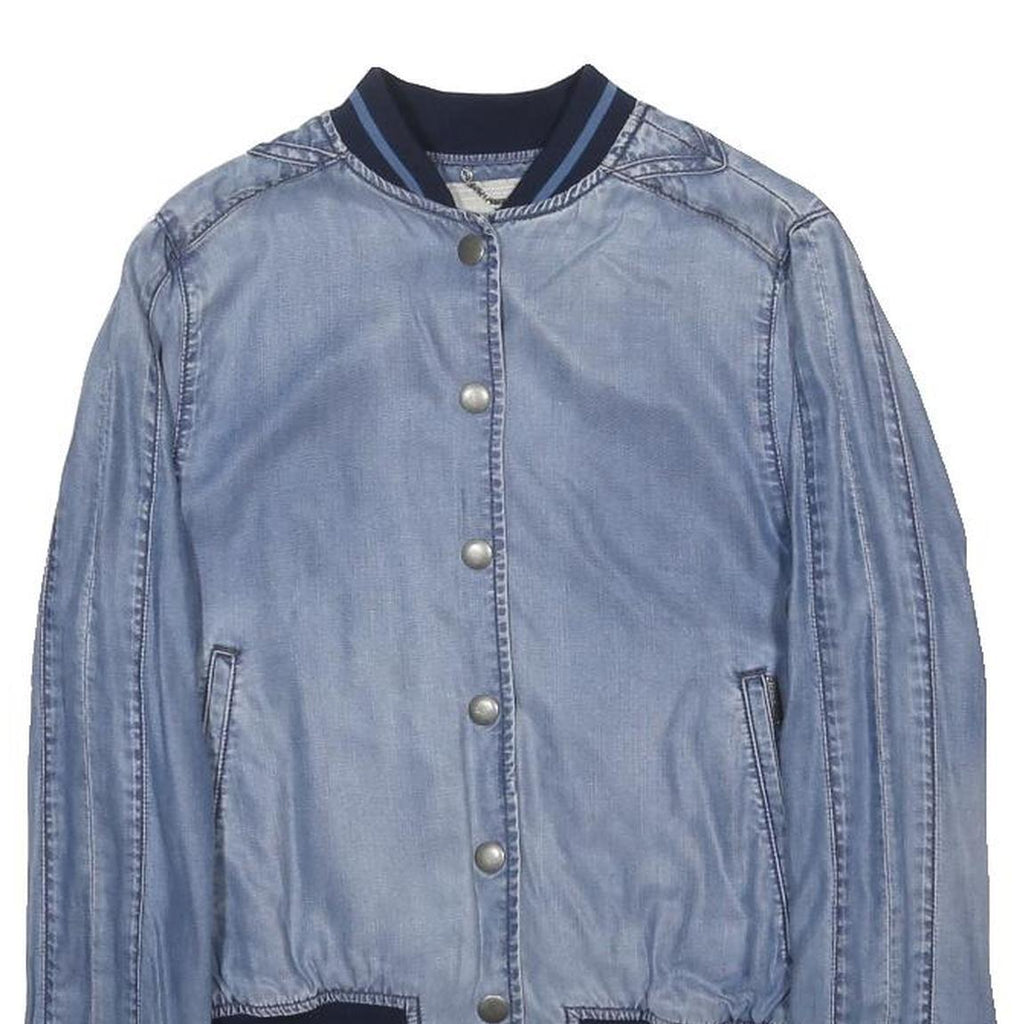 DIESEL Womens Blue Polyester Blend Bomber Jacket XS Jersey Ribbed Cuffs