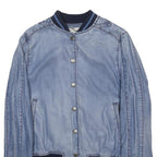 DIESEL Womens Blue Polyester Blend Bomber Jacket XS Jersey Ribbed Cuffs