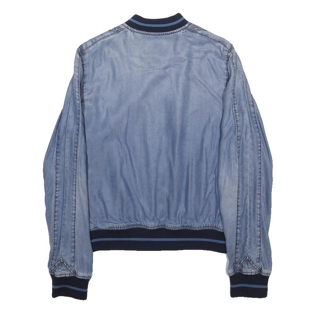 DIESEL Womens Blue Polyester Blend Bomber Jacket XS Jersey Ribbed Cuffs