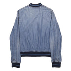 DIESEL Womens Blue Polyester Blend Bomber Jacket XS Jersey Ribbed Cuffs