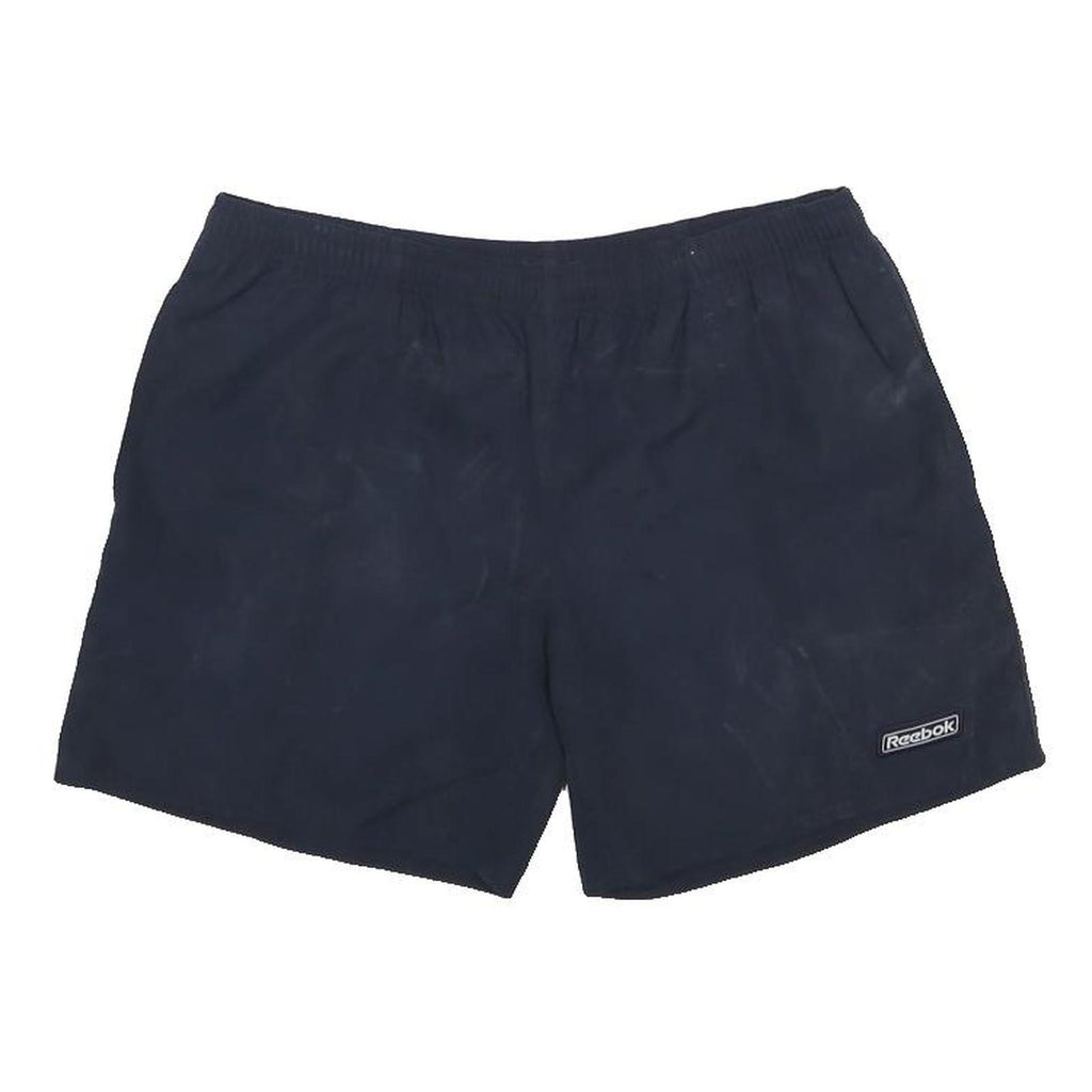 REEBOK Boys Shorts Navy L W30 Casual Sports Logo Polyester Elastic Waist