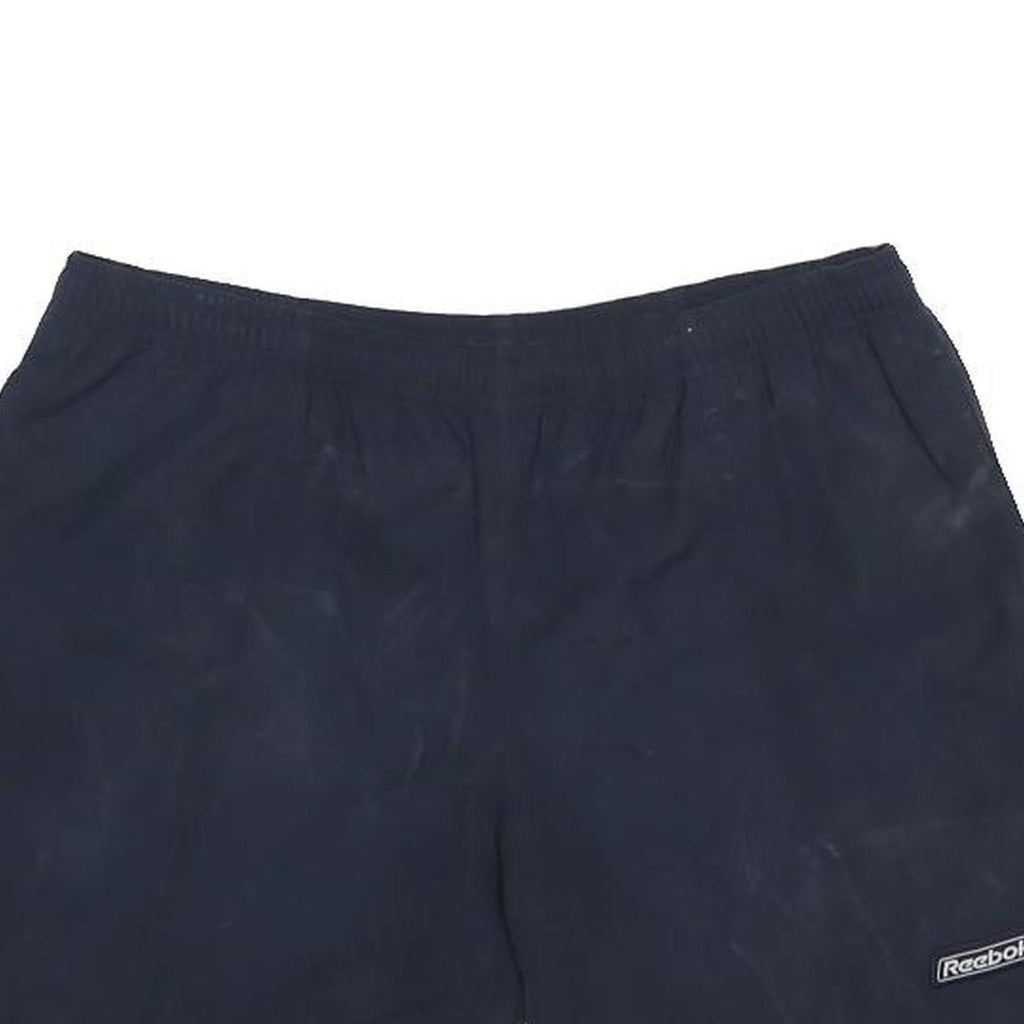 REEBOK Boys Shorts Navy L W30 Casual Sports Logo Polyester Elastic Waist