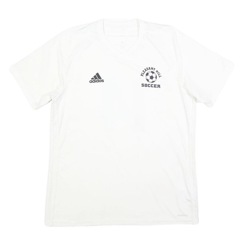 ADIDAS Mens White Pleasant Hill Soccer Graphic T-Shirt L Short Sleeve V-Neck