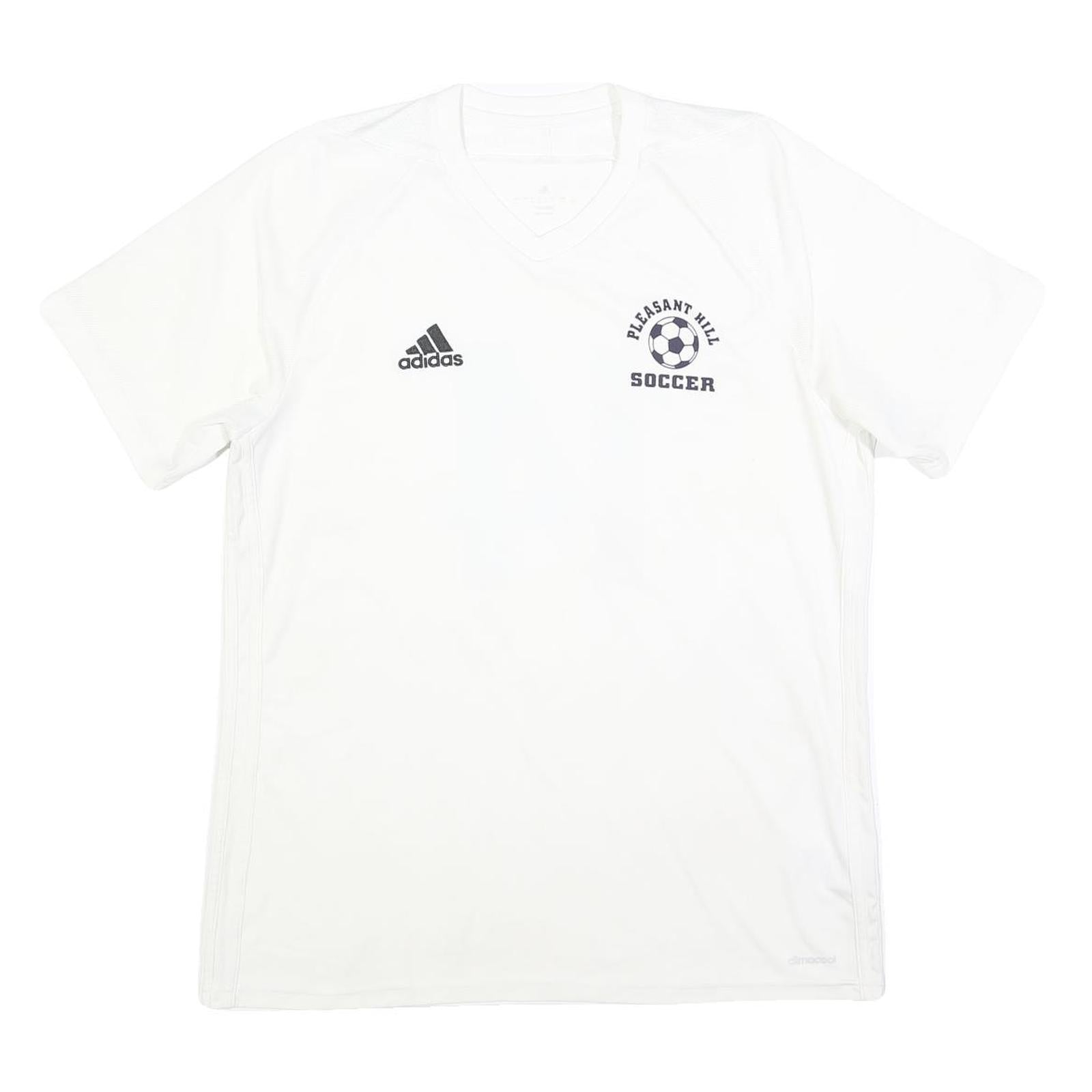 ADIDAS Mens White Pleasant Hill Soccer Graphic T-Shirt L Short Sleeve V-Neck