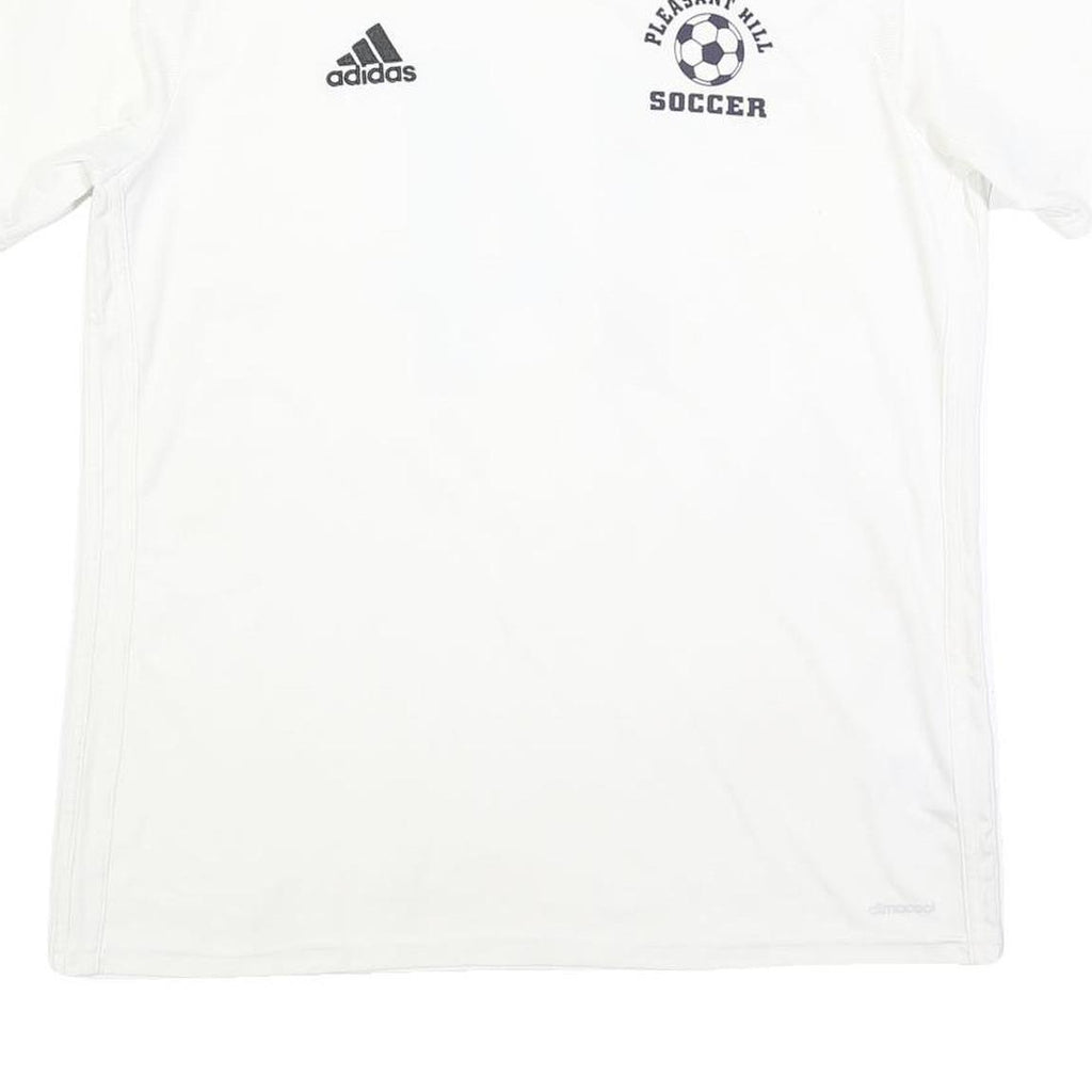 ADIDAS Mens White Pleasant Hill Soccer Graphic T-Shirt L Short Sleeve V-Neck