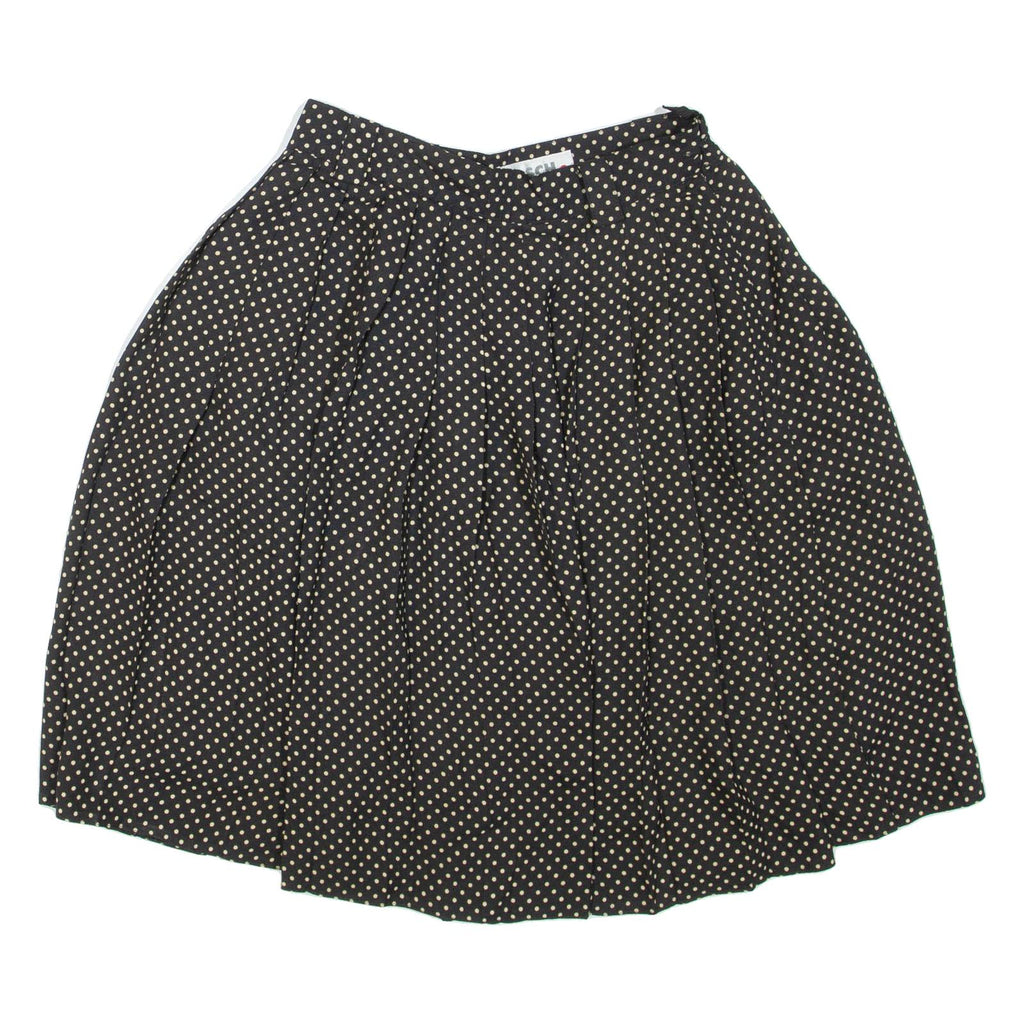 HIRSCH Womens Pleated Skirt Black Short Spotted S