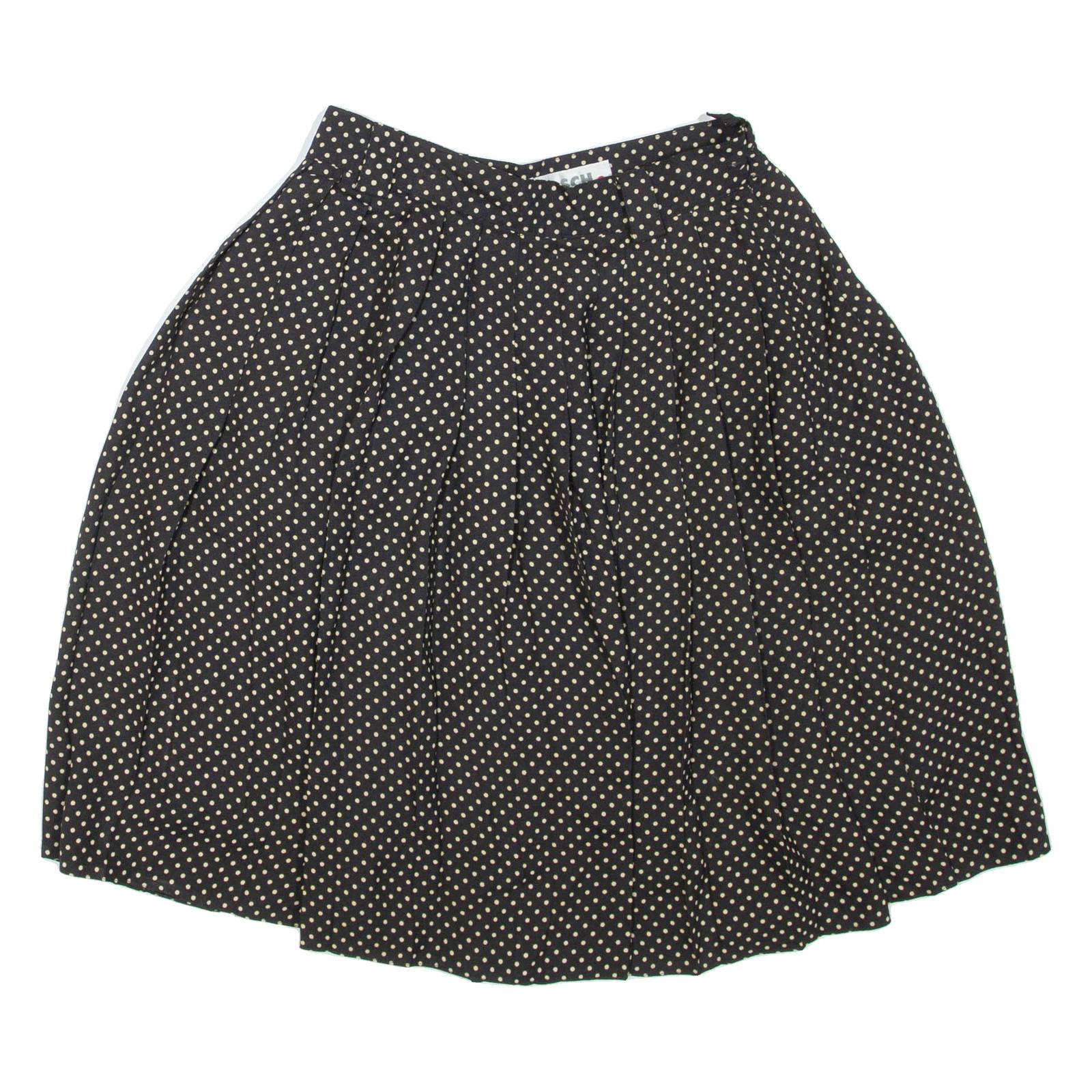 HIRSCH Womens Pleated Skirt Black Short Spotted S