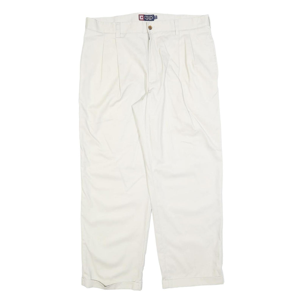 CHAPS Mens White Regular Fit Straight Leg Cotton Blend Trousers W36 L32 Casual