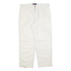 CHAPS Mens White Regular Fit Straight Leg Cotton Blend Trousers W36 L32 Casual