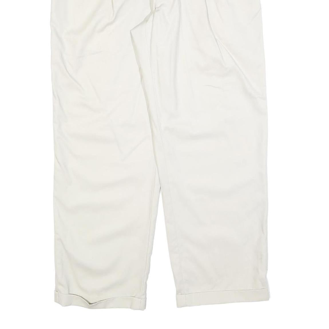 CHAPS Mens White Regular Fit Straight Leg Cotton Blend Trousers W36 L32 Casual