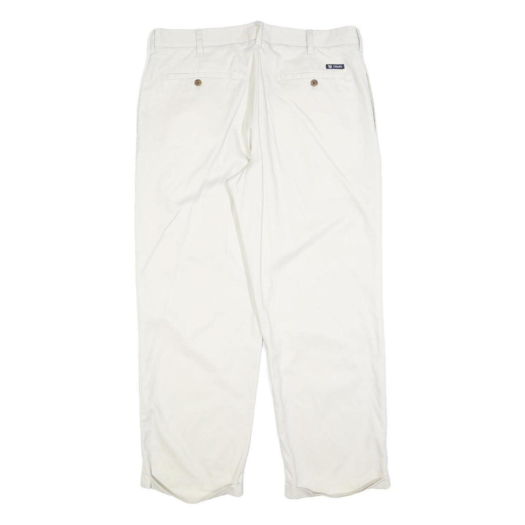 CHAPS Mens White Regular Fit Straight Leg Cotton Blend Trousers W36 L32 Casual
