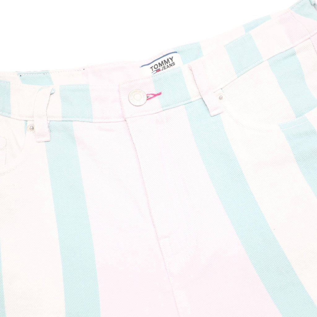 TOMMY JEANS Womens Shorts White & Blue Striped Casual M W30 Denim Summer