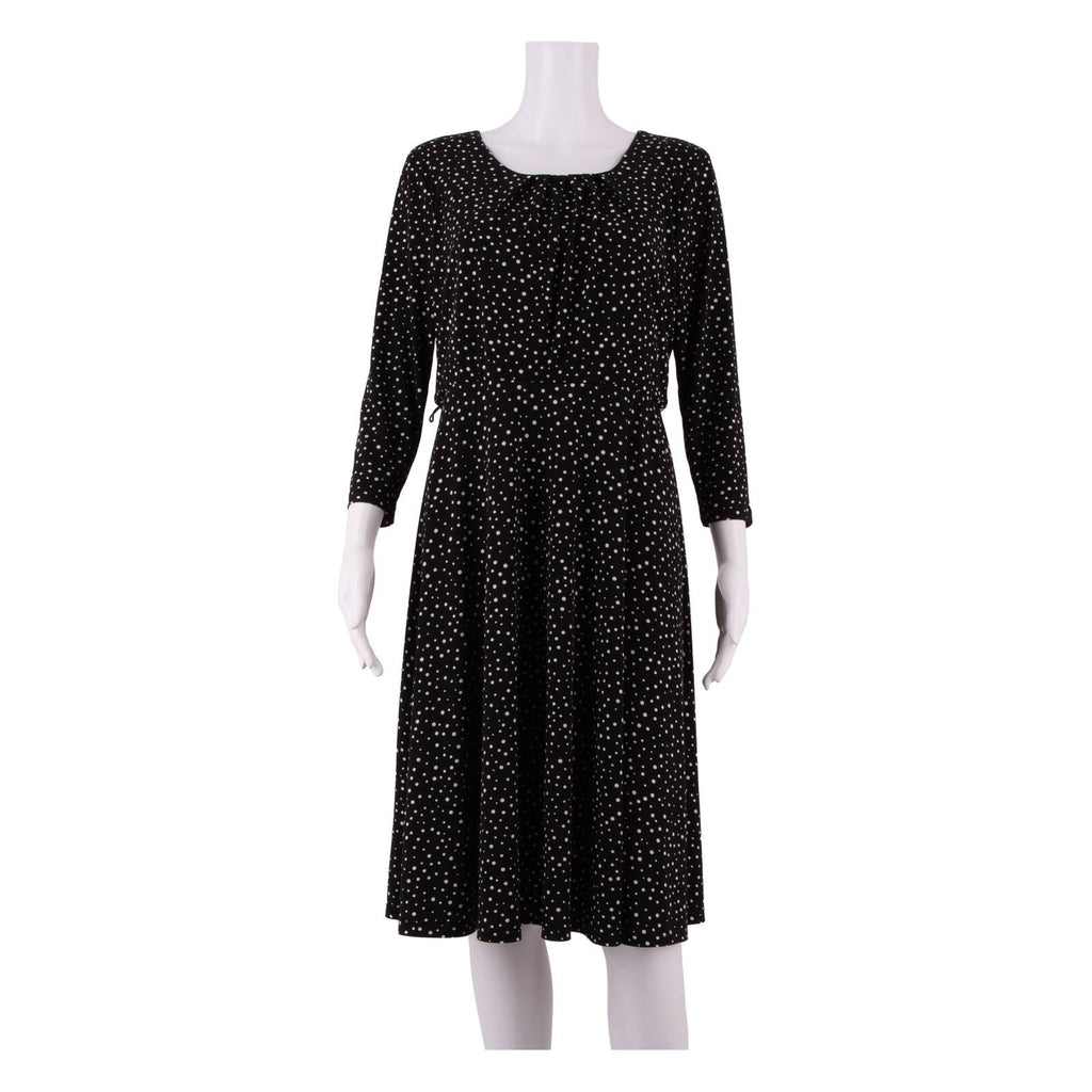 LAURA ASHLEY Womens Fit & Flare Dress Black Spotted Knee Length UK 12