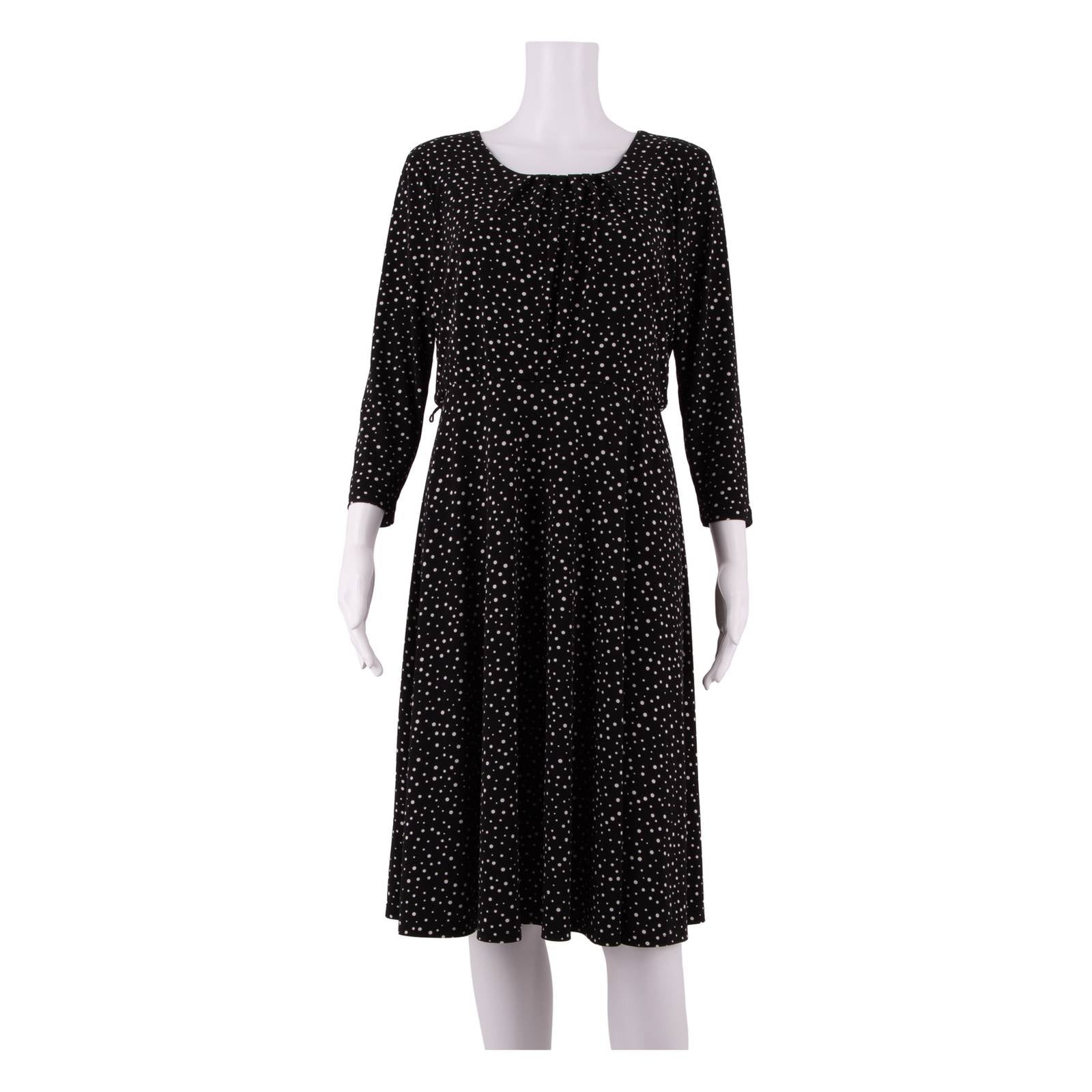 LAURA ASHLEY Womens Fit & Flare Dress Black Spotted Knee Length UK 12