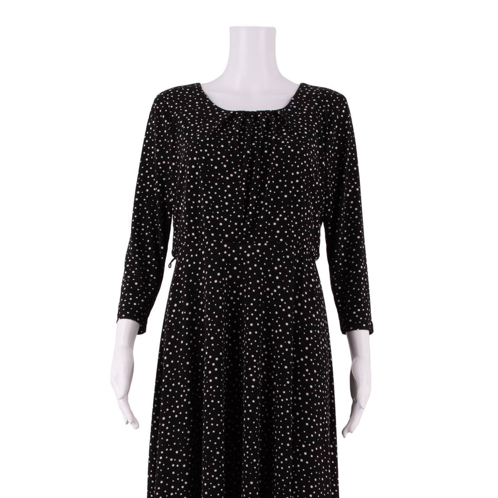LAURA ASHLEY Womens Fit & Flare Dress Black Spotted Knee Length UK 12
