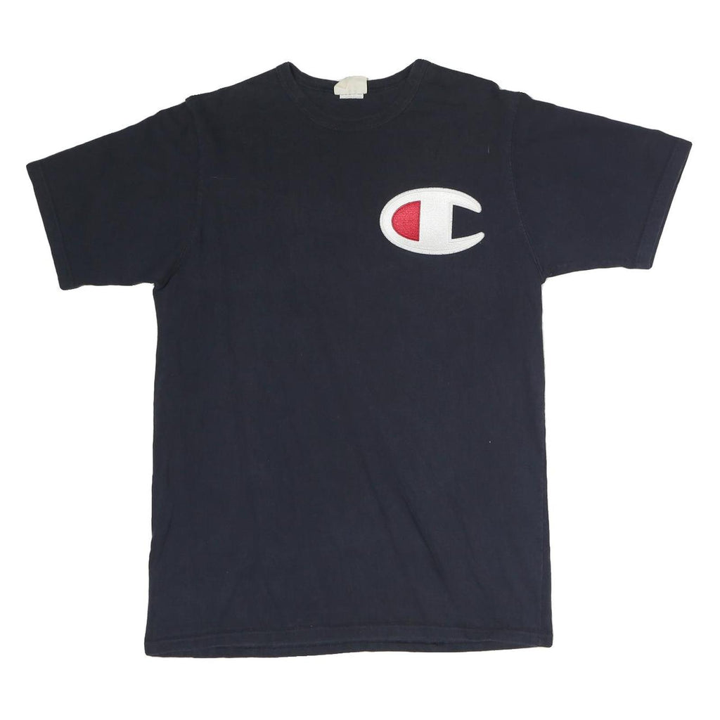 CHAMPION Mens Black Graphic T-Shirt L Short Sleeve Crew Neck Cotton Casual