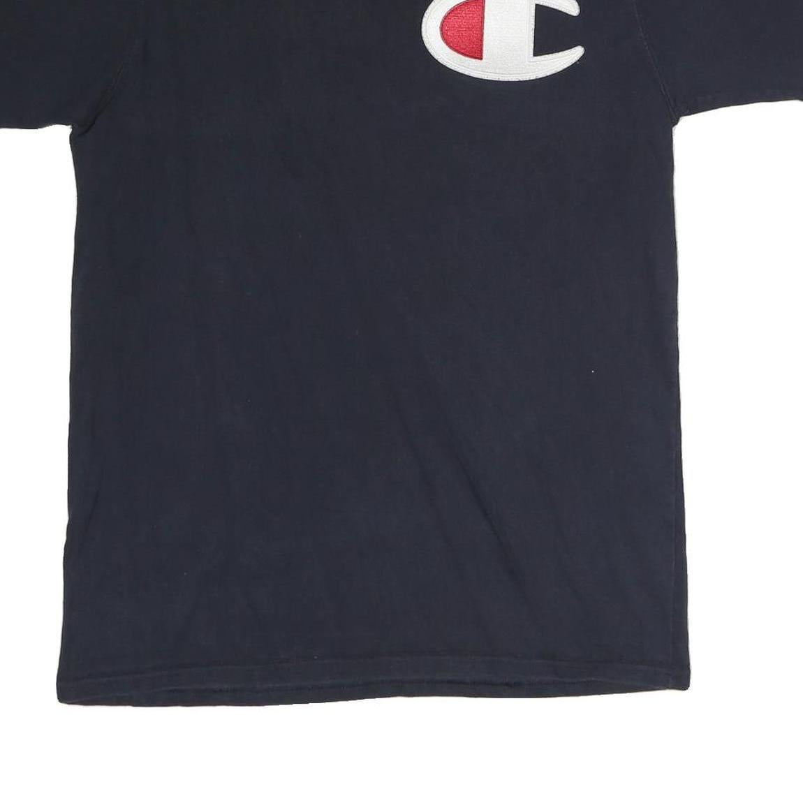 CHAMPION Mens Black Graphic T-Shirt L Short Sleeve Crew Neck Cotton Casual