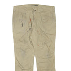 CARHARTT Mens Beige Regular Fit Work Trousers W40 L30 Cotton Blend Zip Closure