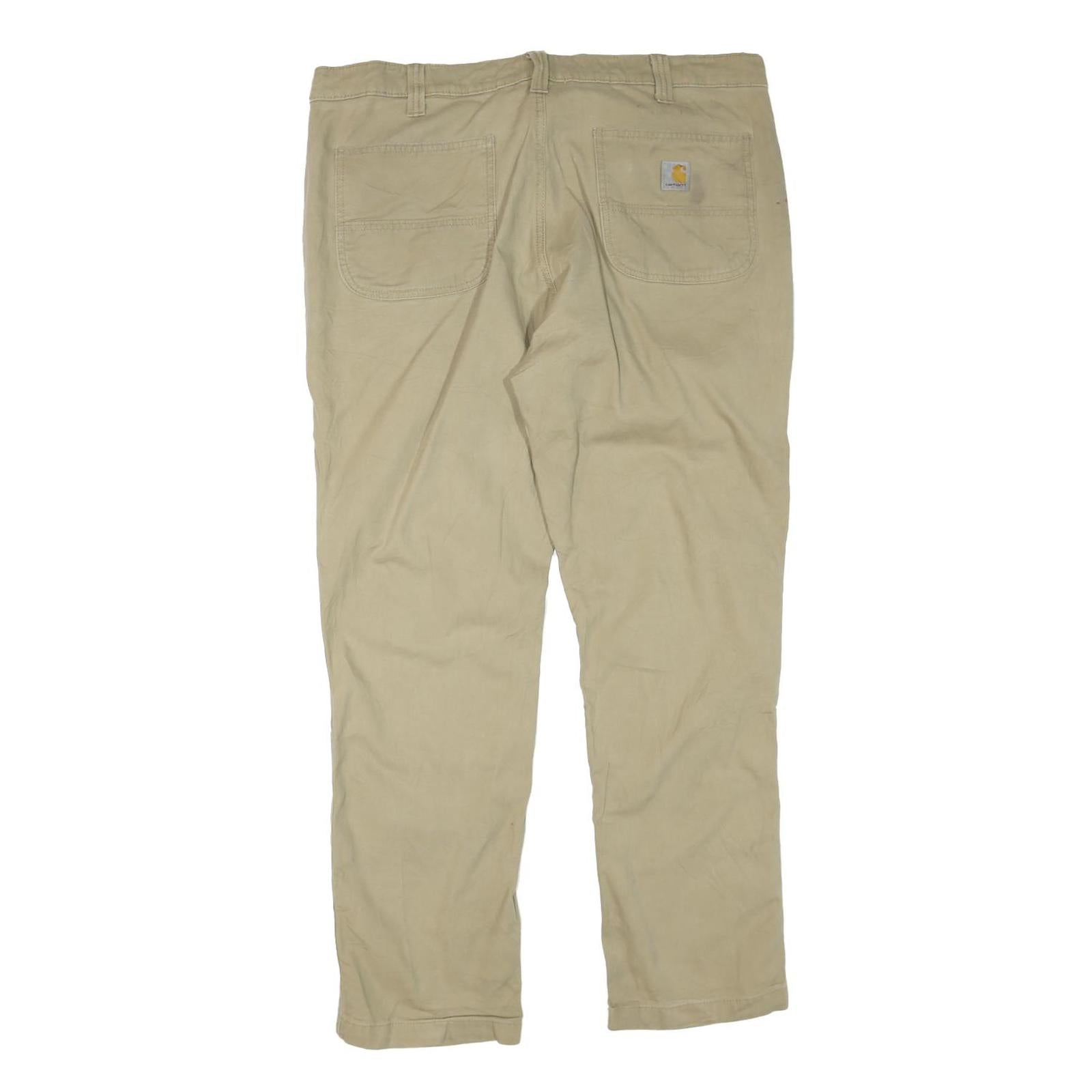 CARHARTT Mens Beige Regular Fit Work Trousers W40 L30 Cotton Blend Zip Closure