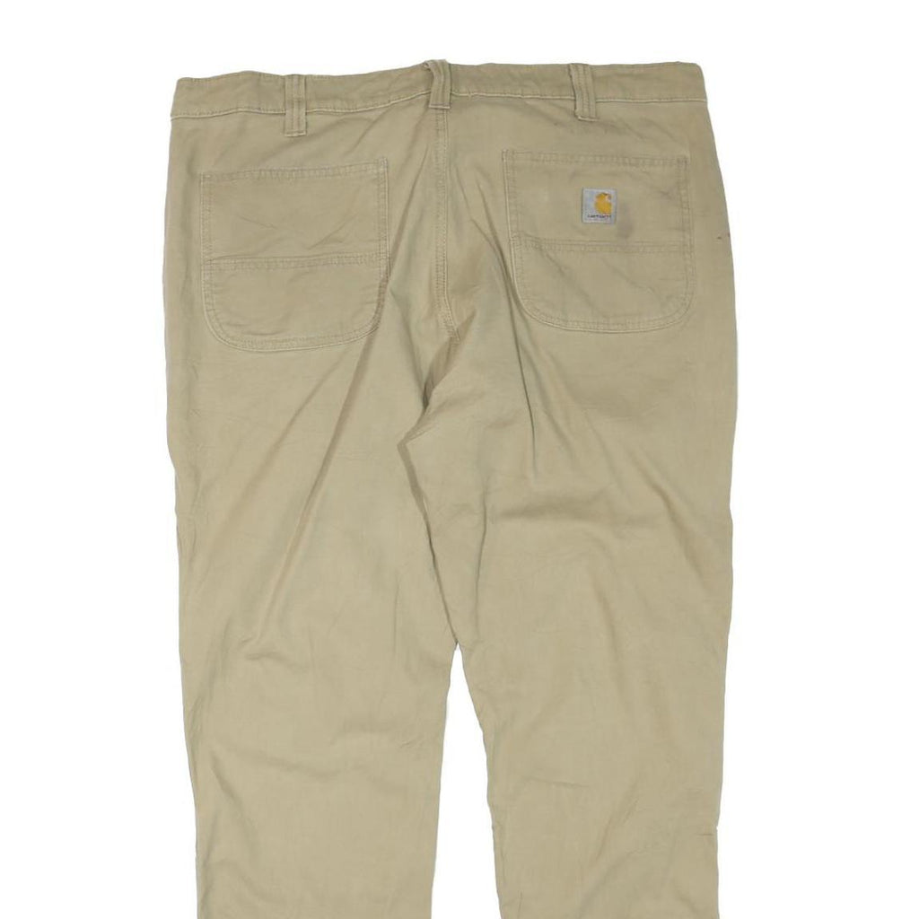 CARHARTT Mens Beige Regular Fit Work Trousers W40 L30 Cotton Blend Zip Closure