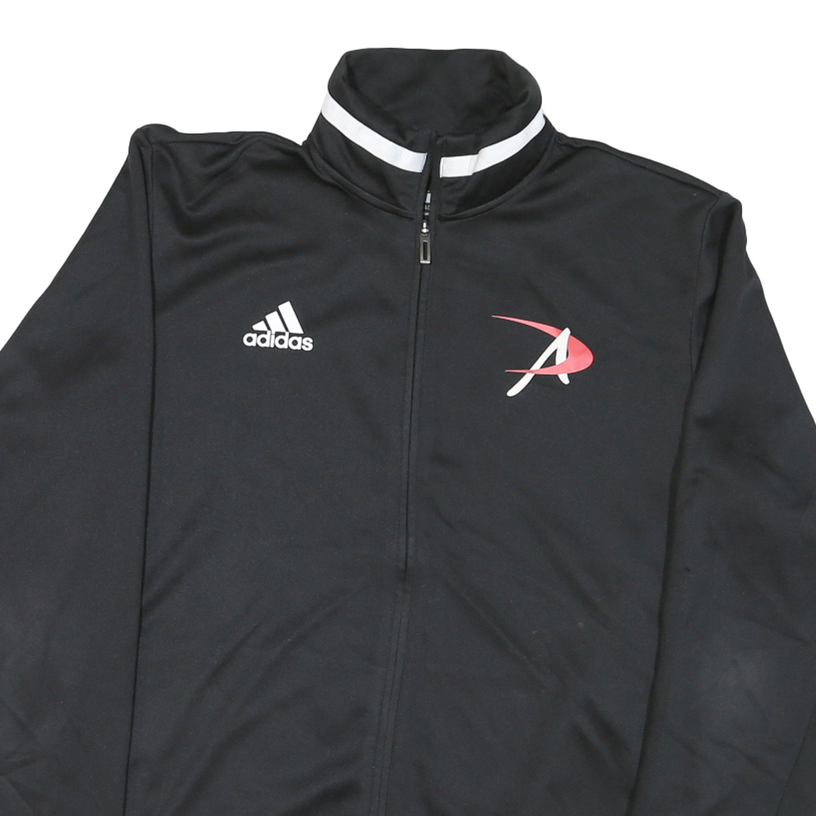 ADIDAS Mens Black Track Jacket L Polyester Blend Plain Zip Athletic Sportswear