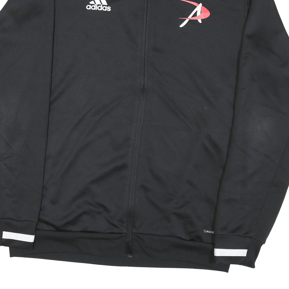 ADIDAS Mens Black Track Jacket L Polyester Blend Plain Zip Athletic Sportswear