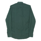 CALVIN KLEIN Mens Green Plain Shirt S Cotton Blend Long Sleeve Button Collar
