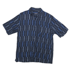 PURITAN Mens Navy Blue Patterned Rayon Shirt M Casual Button Up