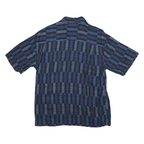 PURITAN Mens Navy Blue Patterned Rayon Shirt M Casual Button Up
