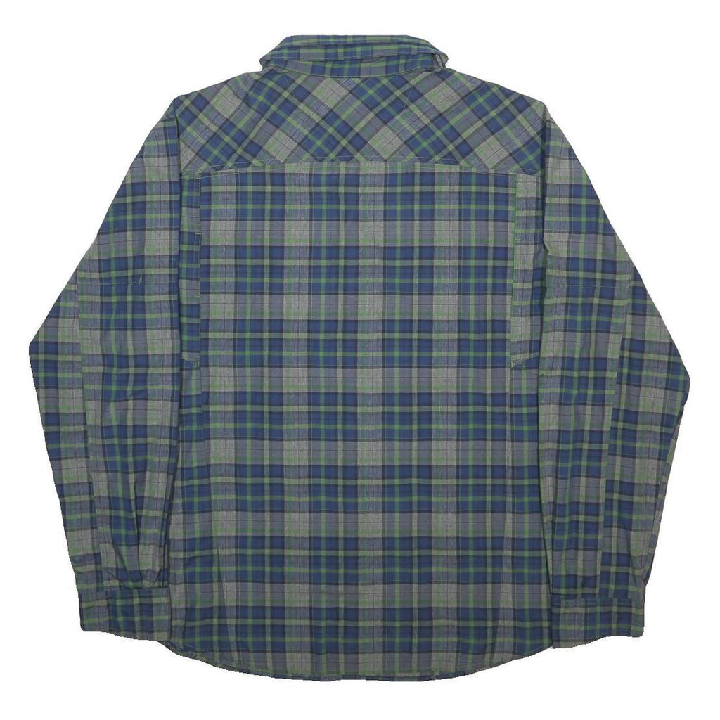 COLUMBIA Mens Blue Green Plaid Shirt XL Outdoor Hiking Breathable Polyester