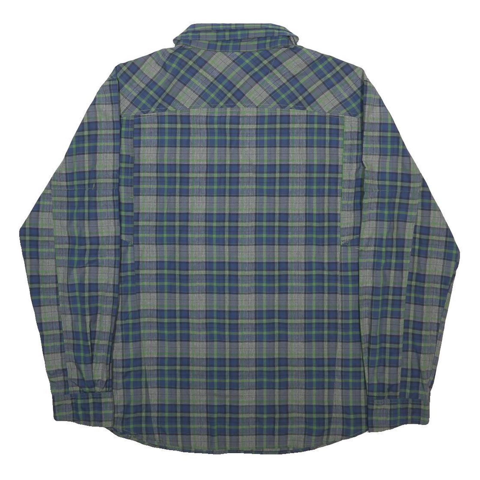 COLUMBIA Mens Blue Green Plaid Shirt XL Outdoor Hiking Breathable Polyester