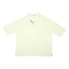 BURBERRY Mens Cream Polo Shirt L Cotton Blend Classic Check Detail Casual
