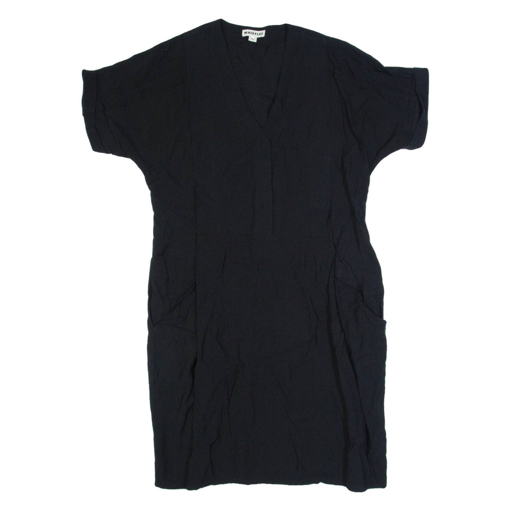 WHISTLES Oversized Womens Day Dress Black Short Sleeve Knee Length UK 8