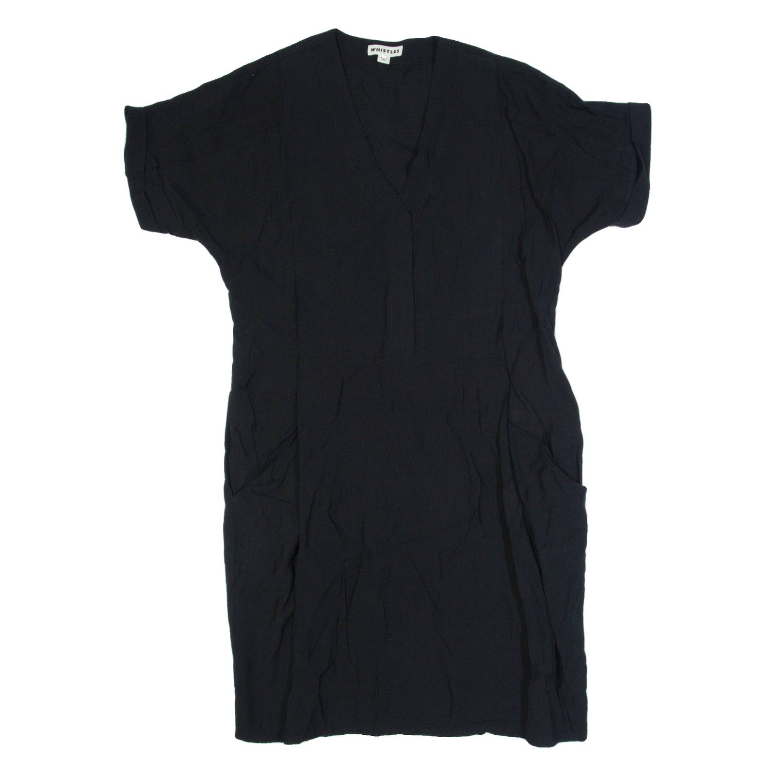WHISTLES Oversized Womens Day Dress Black Short Sleeve Knee Length UK 8
