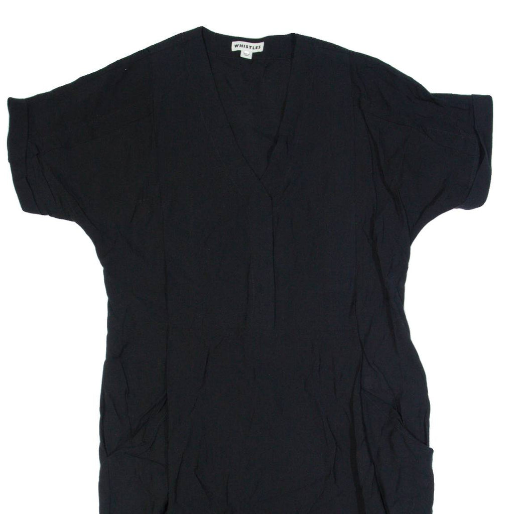 WHISTLES Oversized Womens Day Dress Black Short Sleeve Knee Length UK 8