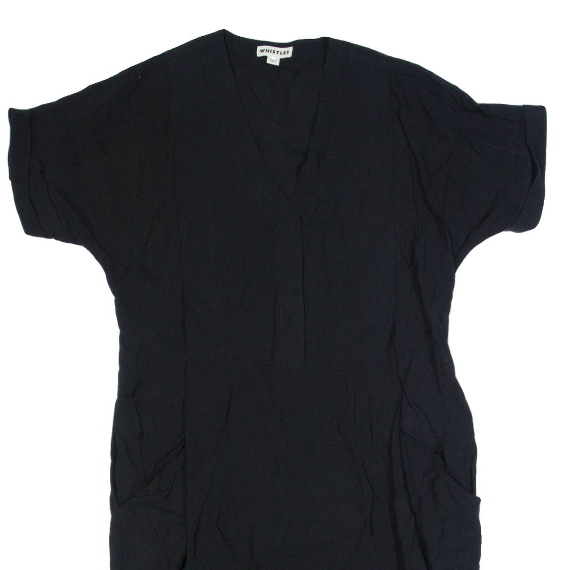 WHISTLES Oversized Womens Day Dress Black Short Sleeve Knee Length UK 8