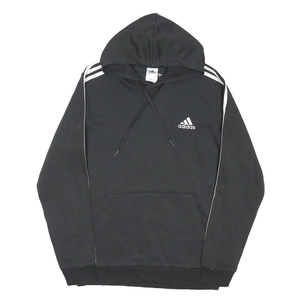 ADIDAS Mens Black Hooded Pullover M Cotton Blend Sports Casual Hoodie
