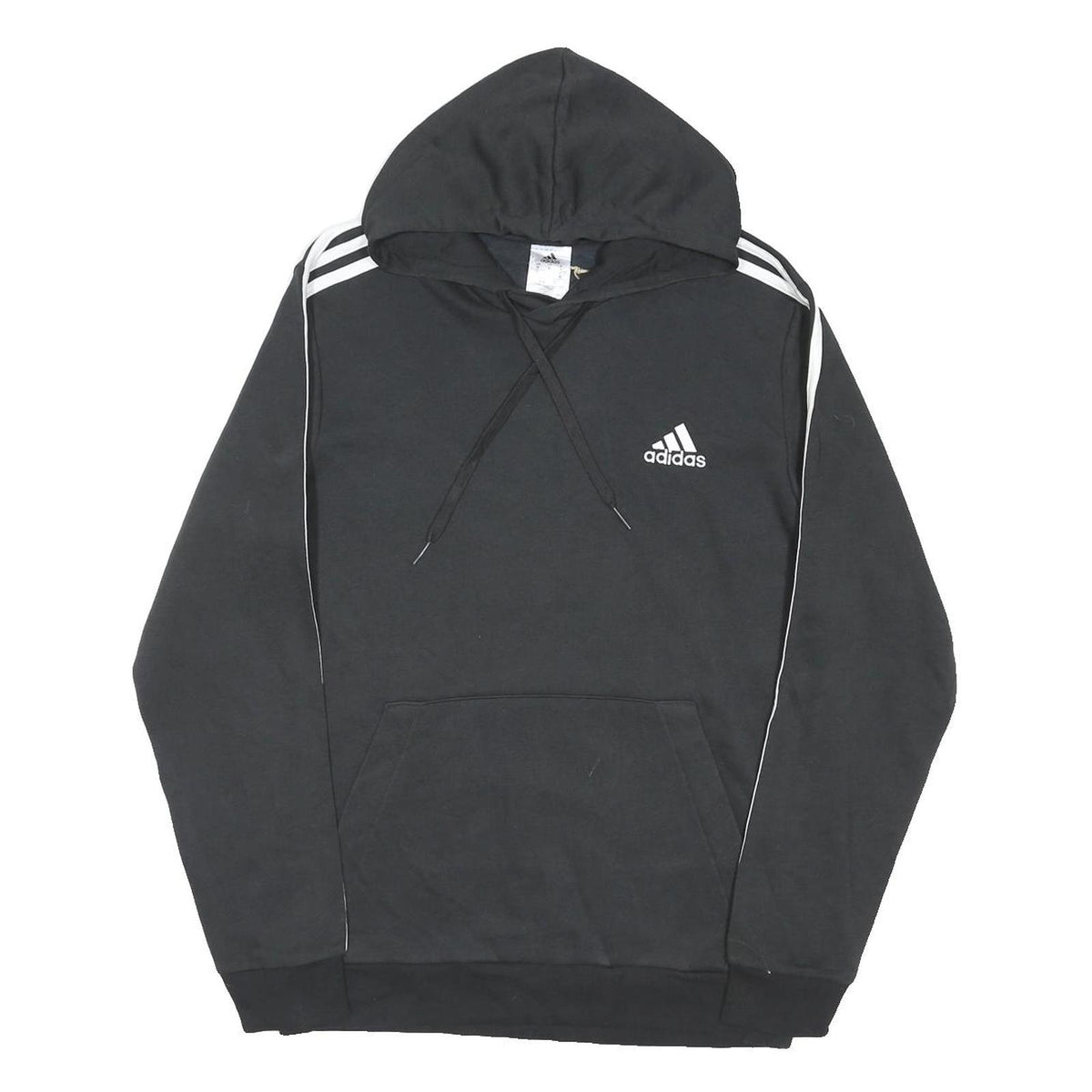 ADIDAS Mens Black Hooded Pullover M Cotton Blend Sports Casual Hoodie