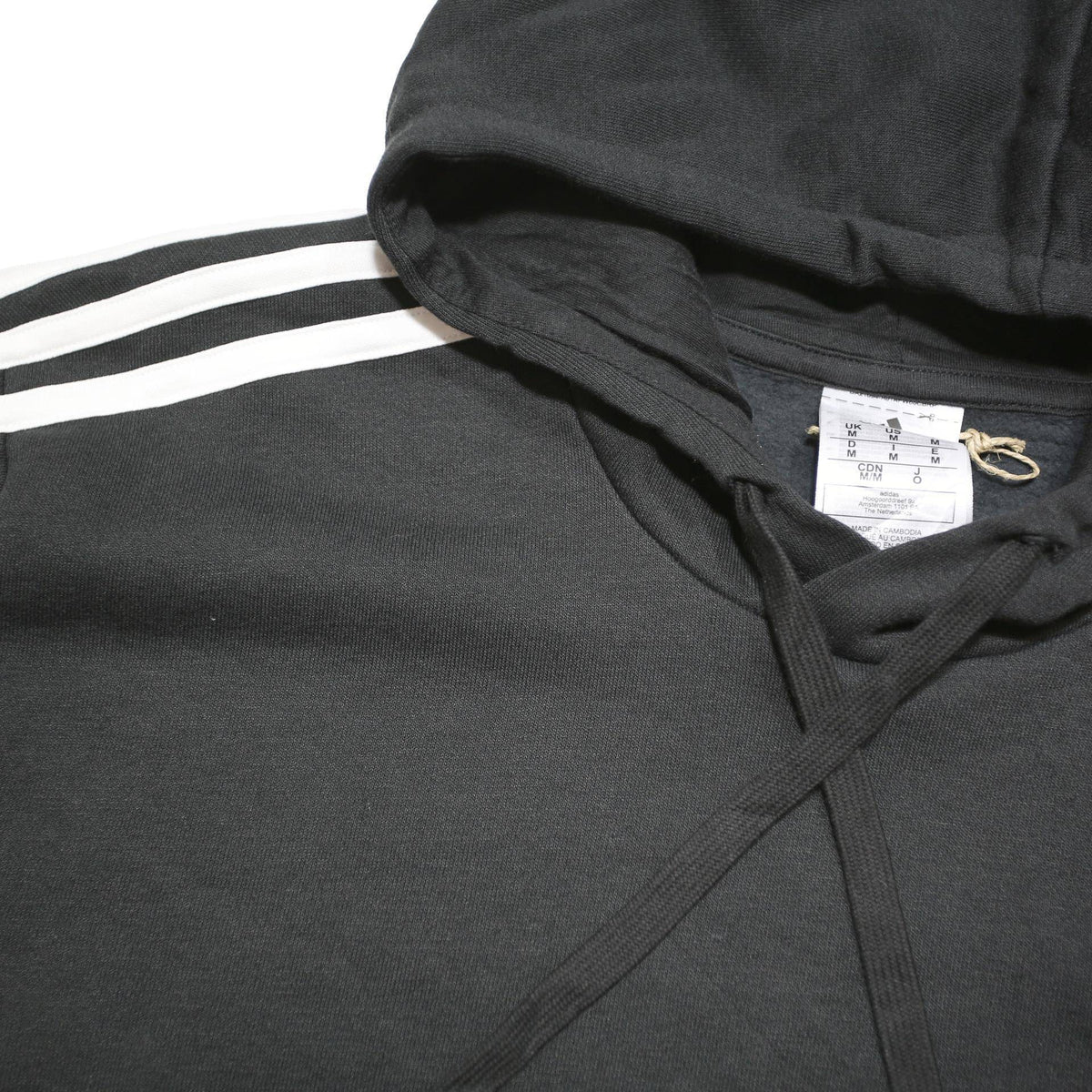ADIDAS Mens Black Hooded Pullover M Cotton Blend Sports Casual Hoodie