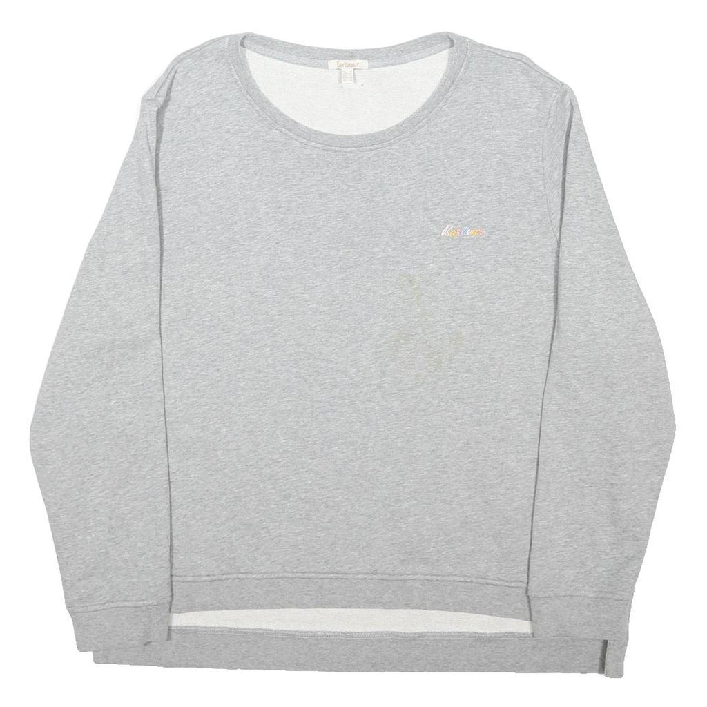 BARBOUR Womens Grey Sweatshirt UK 18 Cotton Blend Crew Neck Long Sleeve Casual