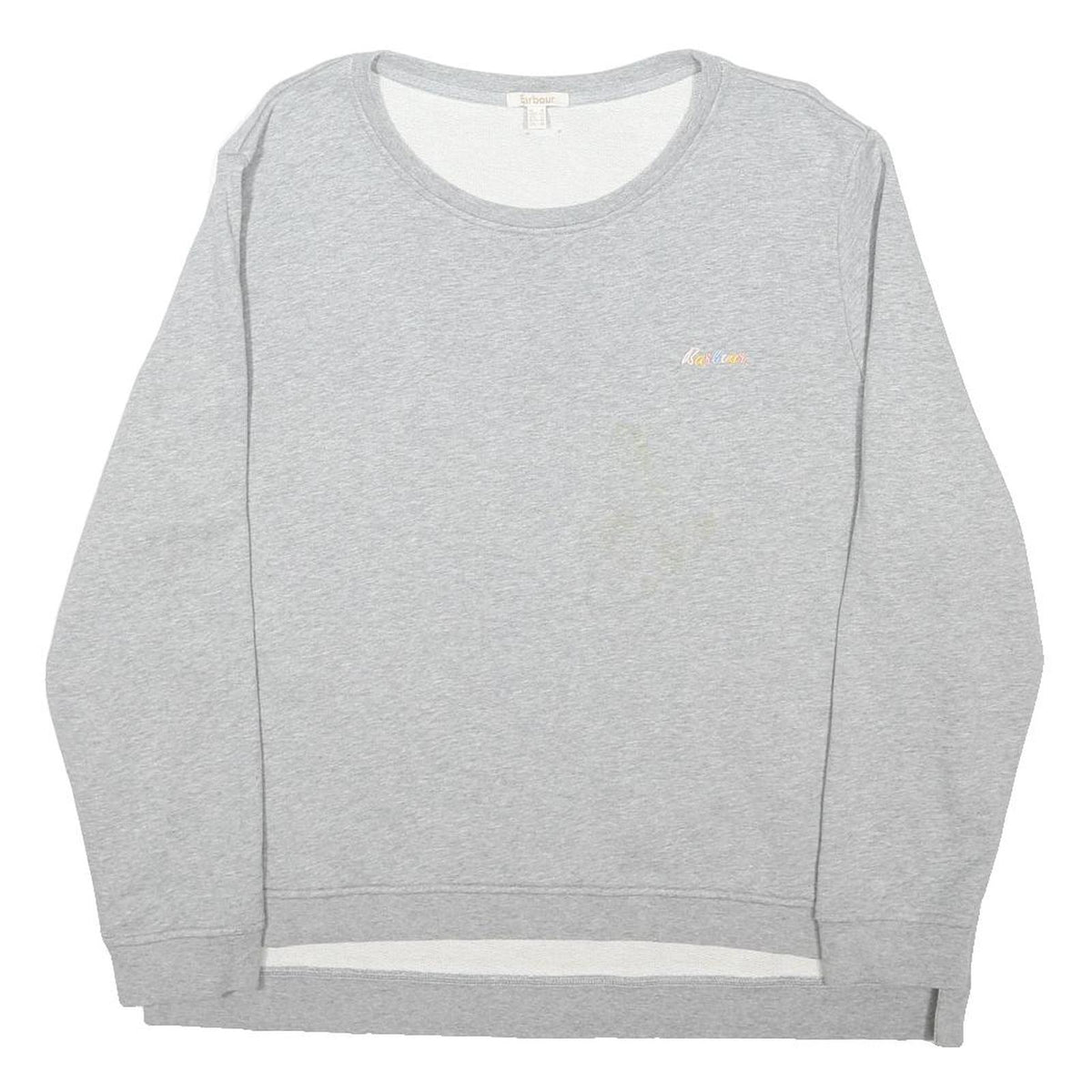 BARBOUR Womens Grey Sweatshirt UK 18 Cotton Blend Crew Neck Long Sleeve Casual