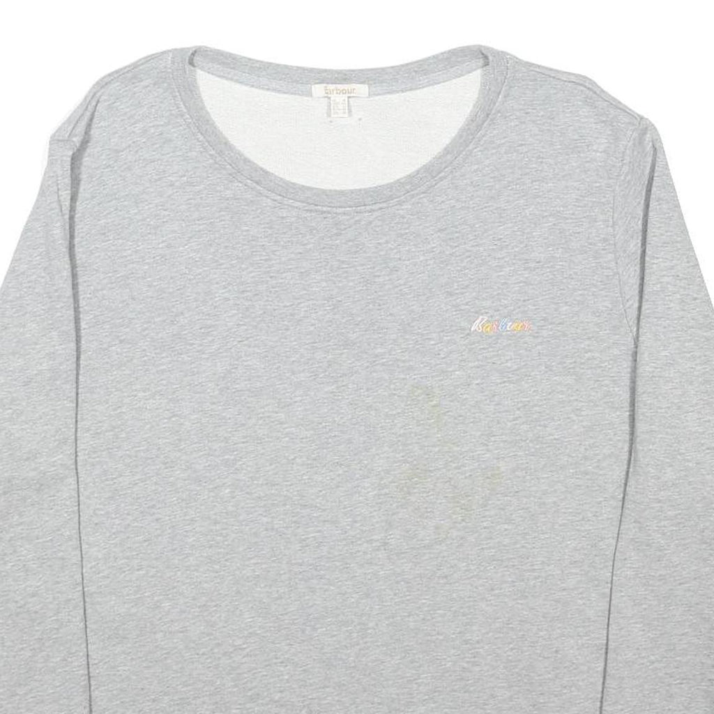 BARBOUR Womens Grey Sweatshirt UK 18 Cotton Blend Crew Neck Long Sleeve Casual