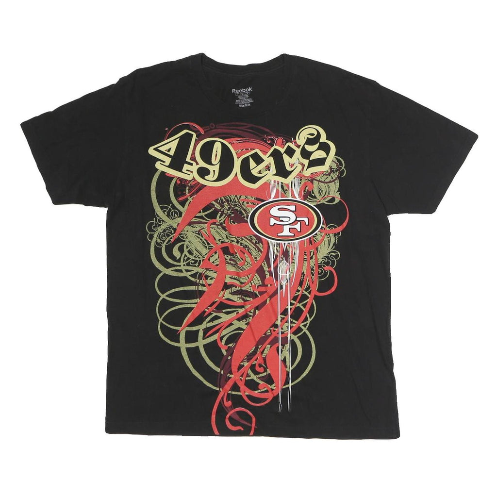 REEBOK Mens Black San Francisco 49ers Graphic T-Shirt L Cotton Short Sleeve Crew