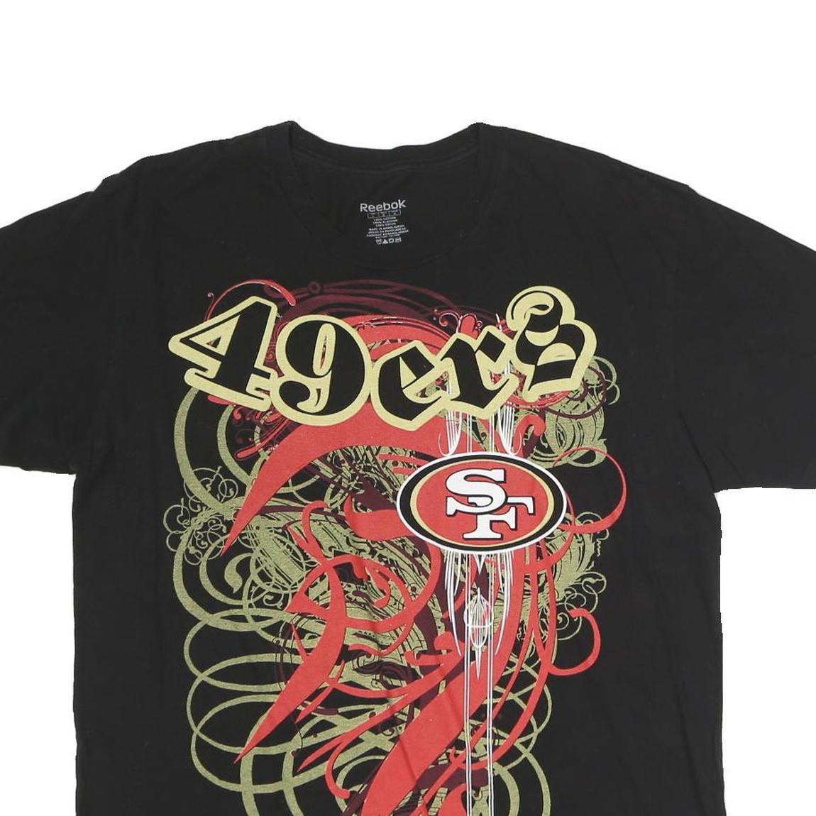 REEBOK Mens Black San Francisco 49ers Graphic T-Shirt L Cotton Short Sleeve Crew