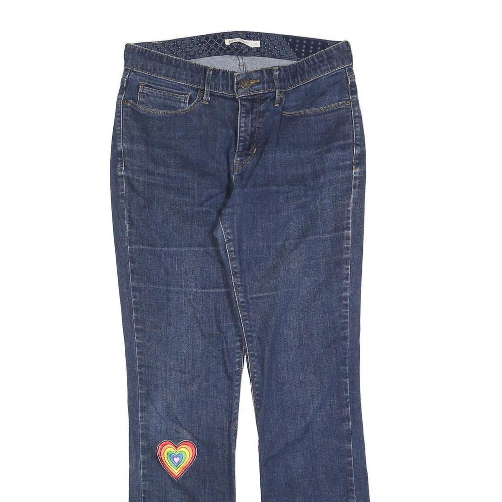 LEVI'S Womens 525 Regular Blue Denim Medium Fit Straight W29 L32 Rainbow Heart